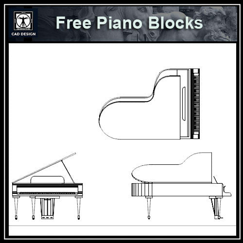 Free Furniture Blocks-Piano - CAD Design | Download CAD Drawings | AutoCAD Blocks | AutoCAD Symbols | CAD Drawings | Architecture Details│Landscape Details | See more about AutoCAD, Cad Drawing and Architecture Details