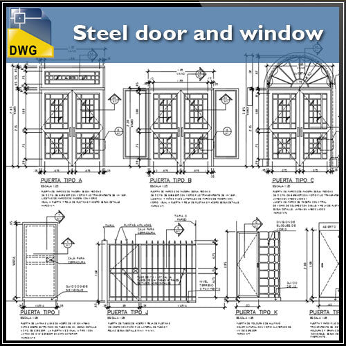 Steel door and window - CAD Design | Download CAD Drawings | AutoCAD Blocks | AutoCAD Symbols | CAD Drawings | Architecture Details│Landscape Details | See more about AutoCAD, Cad Drawing and Architecture Details