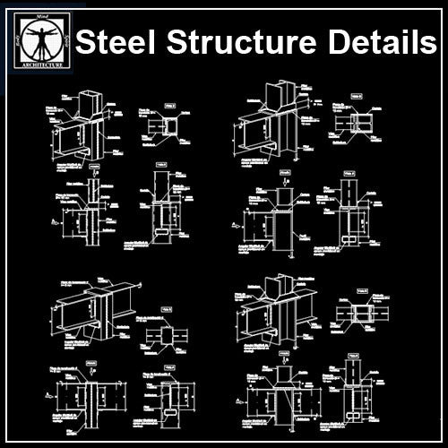 Steel Structure Details V4 - CAD Design | Download CAD Drawings | AutoCAD Blocks | AutoCAD Symbols | CAD Drawings | Architecture Details│Landscape Details | See more about AutoCAD, Cad Drawing and Architecture Details