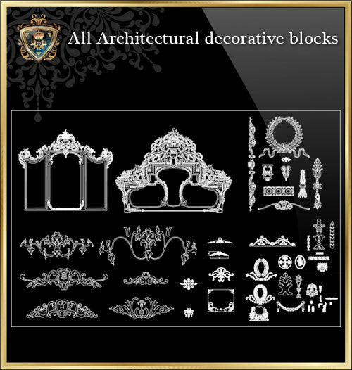 All Architectural decorative blocks V.7 - CAD Design | Download CAD Drawings | AutoCAD Blocks | AutoCAD Symbols | CAD Drawings | Architecture Details│Landscape Details | See more about AutoCAD, Cad Drawing and Architecture Details