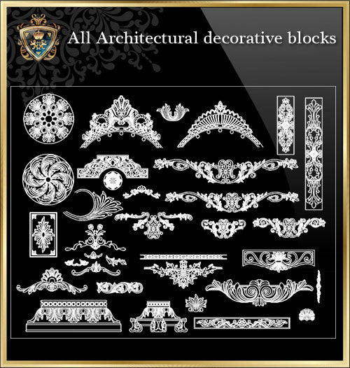 All Architectural decorative blocks V.3 - CAD Design | Download CAD Drawings | AutoCAD Blocks | AutoCAD Symbols | CAD Drawings | Architecture Details│Landscape Details | See more about AutoCAD, Cad Drawing and Architecture Details