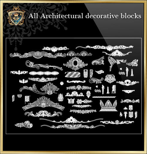 All Architectural decorative blocks V.6 - CAD Design | Download CAD Drawings | AutoCAD Blocks | AutoCAD Symbols | CAD Drawings | Architecture Details│Landscape Details | See more about AutoCAD, Cad Drawing and Architecture Details