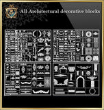 All Architectural decorative blocks V.2 - CAD Design | Download CAD Drawings | AutoCAD Blocks | AutoCAD Symbols | CAD Drawings | Architecture Details│Landscape Details | See more about AutoCAD, Cad Drawing and Architecture Details