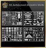 All Architectural decorative blocks V.1 - CAD Design | Download CAD Drawings | AutoCAD Blocks | AutoCAD Symbols | CAD Drawings | Architecture Details│Landscape Details | See more about AutoCAD, Cad Drawing and Architecture Details