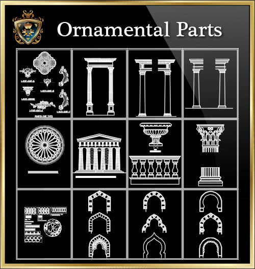 ★Architecture Ornamental Parts V.2★ - CAD Design | Download CAD Drawings | AutoCAD Blocks | AutoCAD Symbols | CAD Drawings | Architecture Details│Landscape Details | See more about AutoCAD, Cad Drawing and Architecture Details