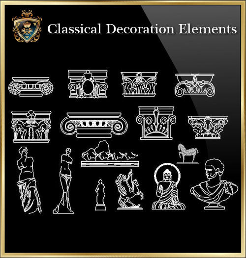 ★Luxury Interior Design -Classical Decoration Elements V.1★ - CAD Design | Download CAD Drawings | AutoCAD Blocks | AutoCAD Symbols | CAD Drawings | Architecture Details│Landscape Details | See more about AutoCAD, Cad Drawing and Architecture Details