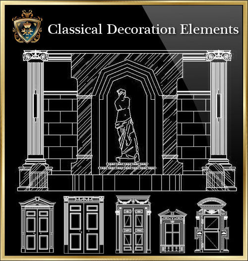 ★Luxury Interior Design -Classical Decoration Elements V.3★ - CAD Design | Download CAD Drawings | AutoCAD Blocks | AutoCAD Symbols | CAD Drawings | Architecture Details│Landscape Details | See more about AutoCAD, Cad Drawing and Architecture Details