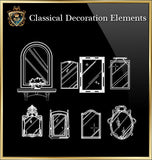 Free Classical Decoration Blocks V.1 - CAD Design | Download CAD Drawings | AutoCAD Blocks | AutoCAD Symbols | CAD Drawings | Architecture Details│Landscape Details | See more about AutoCAD, Cad Drawing and Architecture Details
