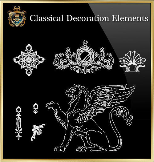 Free Classical Decoration Blocks V.3 - CAD Design | Download CAD Drawings | AutoCAD Blocks | AutoCAD Symbols | CAD Drawings | Architecture Details│Landscape Details | See more about AutoCAD, Cad Drawing and Architecture Details