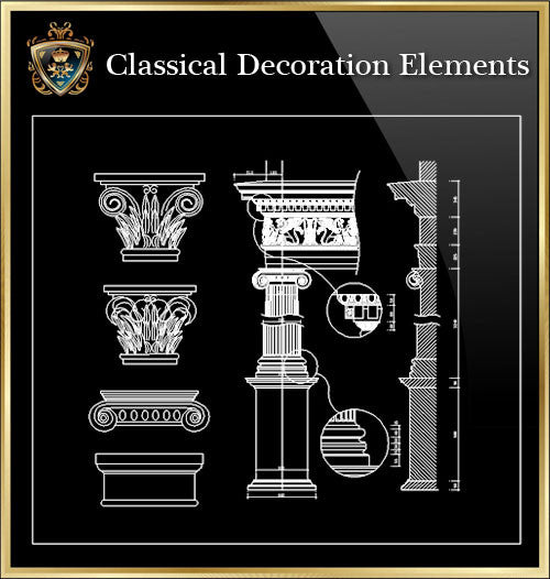 Free Classical Decoration Blocks V.4 - CAD Design | Download CAD Drawings | AutoCAD Blocks | AutoCAD Symbols | CAD Drawings | Architecture Details│Landscape Details | See more about AutoCAD, Cad Drawing and Architecture Details