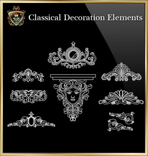 Free Classical Decoration Blocks V.6 - CAD Design | Download CAD Drawings | AutoCAD Blocks | AutoCAD Symbols | CAD Drawings | Architecture Details│Landscape Details | See more about AutoCAD, Cad Drawing and Architecture Details