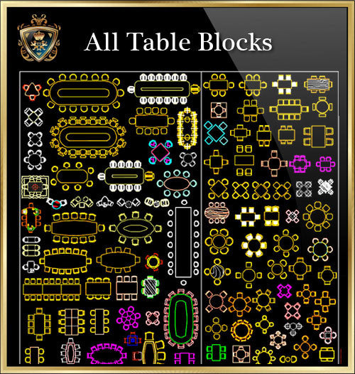 Table CAD Blocks Collection - CAD Design | Download CAD Drawings | AutoCAD Blocks | AutoCAD Symbols | CAD Drawings | Architecture Details│Landscape Details | See more about AutoCAD, Cad Drawing and Architecture Details