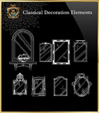 Free Classical Decoration Blocks V.1 - CAD Design | Download CAD Drawings | AutoCAD Blocks | AutoCAD Symbols | CAD Drawings | Architecture Details│Landscape Details | See more about AutoCAD, Cad Drawing and Architecture Details