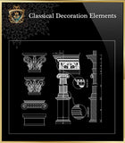 Free Classical Decoration Blocks V.4 - CAD Design | Download CAD Drawings | AutoCAD Blocks | AutoCAD Symbols | CAD Drawings | Architecture Details│Landscape Details | See more about AutoCAD, Cad Drawing and Architecture Details