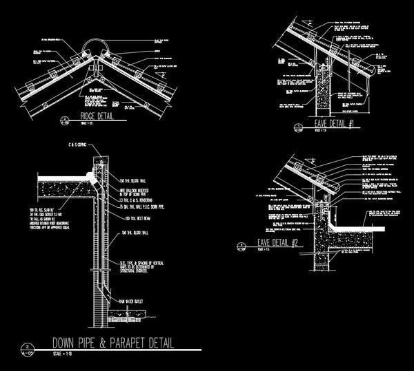 Parapet Box Ridge Ridge Eave & Parapet Details | CAD Download – CAD Design | Free CAD ...