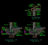 CAD Details Collection-Wall Footing Section - CAD Design | Download CAD Drawings | AutoCAD Blocks | AutoCAD Symbols | CAD Drawings | Architecture Details│Landscape Details | See more about AutoCAD, Cad Drawing and Architecture Details